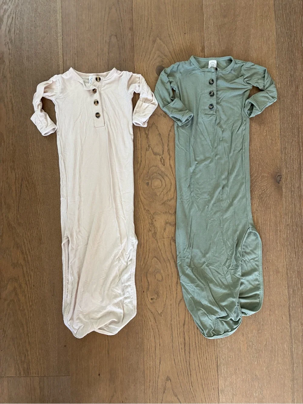Lou Lou & Company Ribbed Button-Front Newborn Gowns (set of 2)